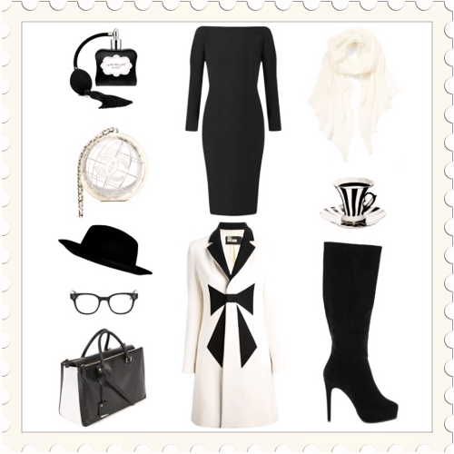 No Doubt Fashion | ideafill.me | black, boots, coat, doubt, dress, tote, wear, white, fashion, fashion, outfits, woman